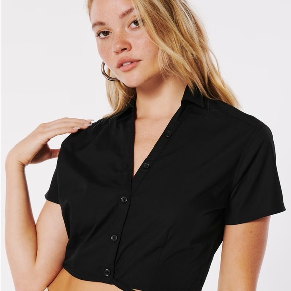 NWT Hollister Poplin wrap shirt - Picture 4 of 5